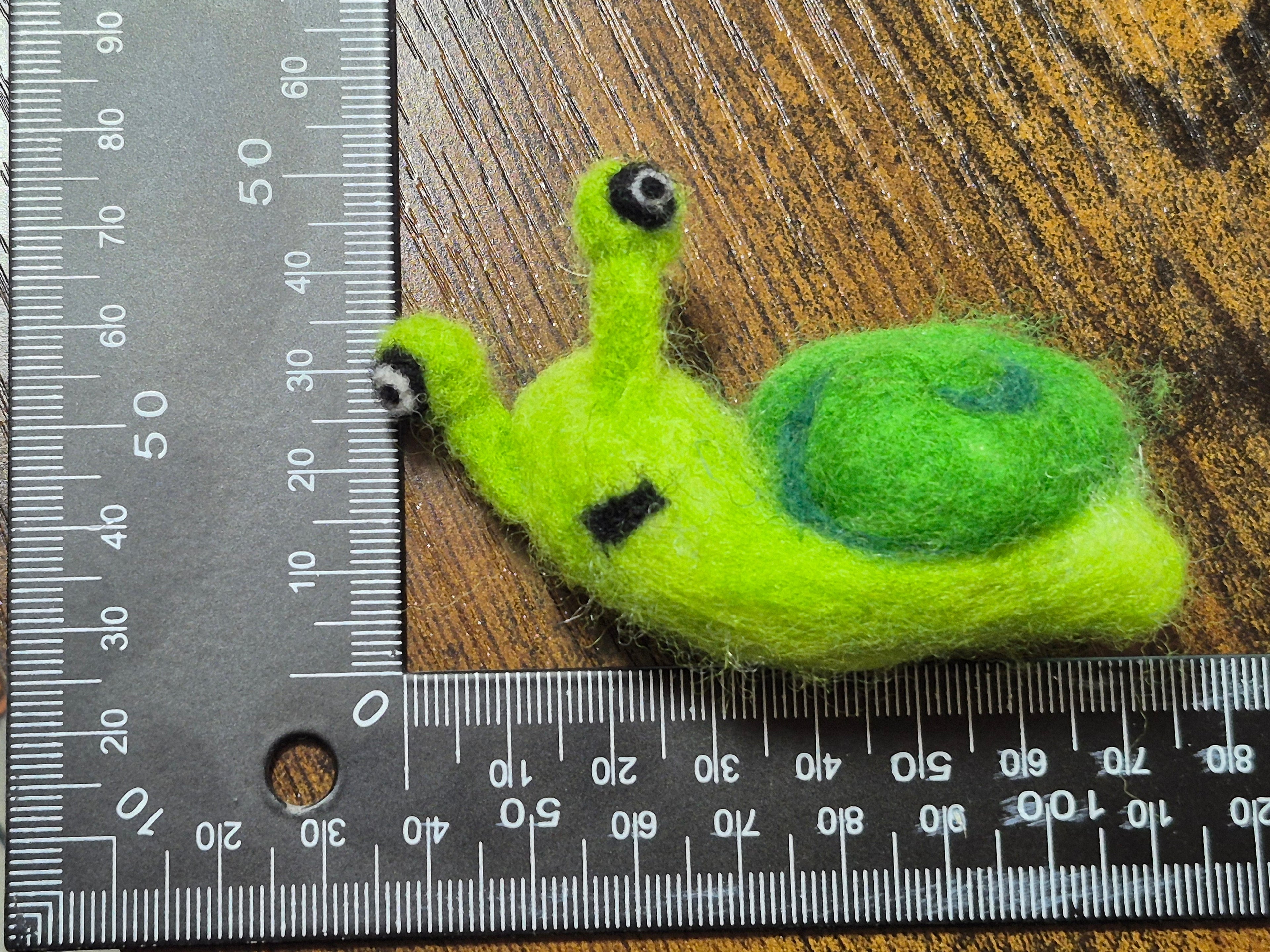 Steve the Grumpy Green Snail, Hand‑Felted One‑of‑a‑kind Brooch