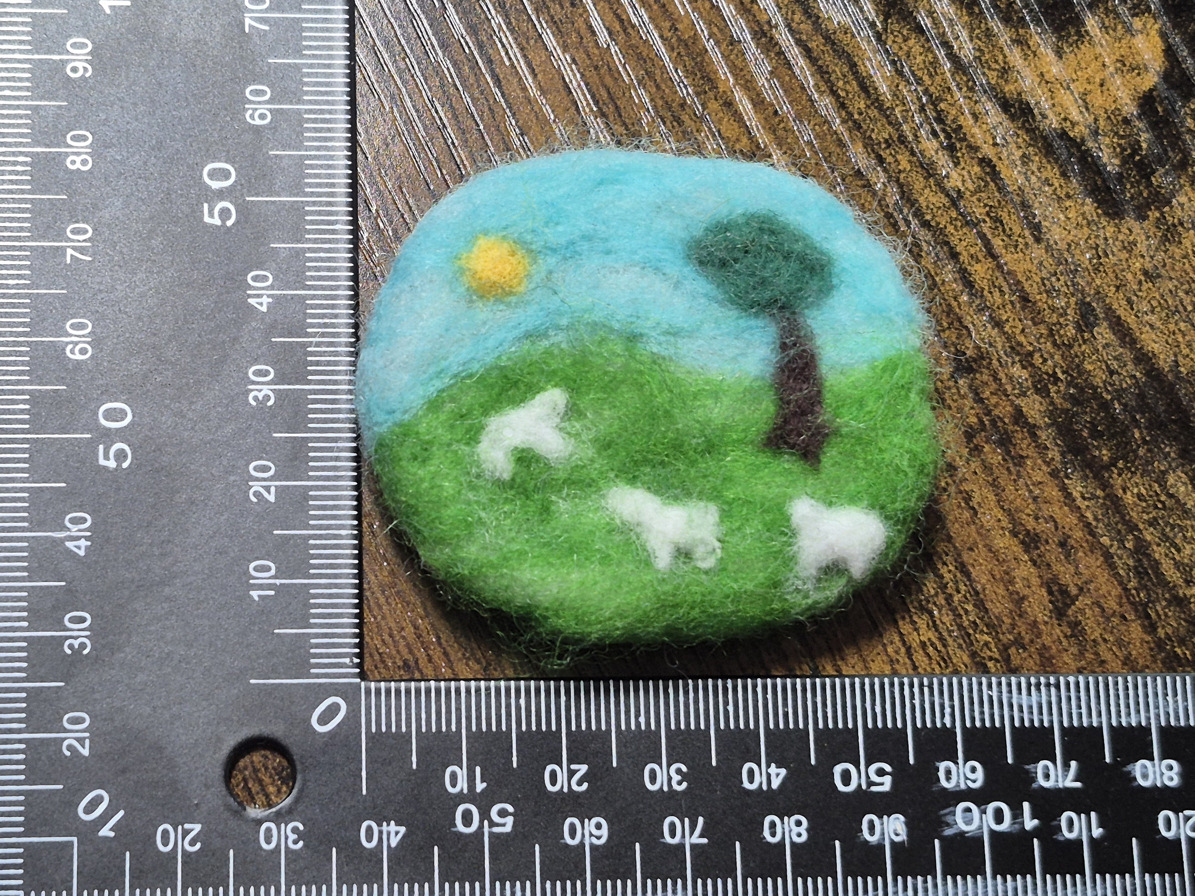 Countryside scene with Sheep felted badge - 1 of 1