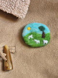 Countryside scene with Sheep felted badge - 1 of 1