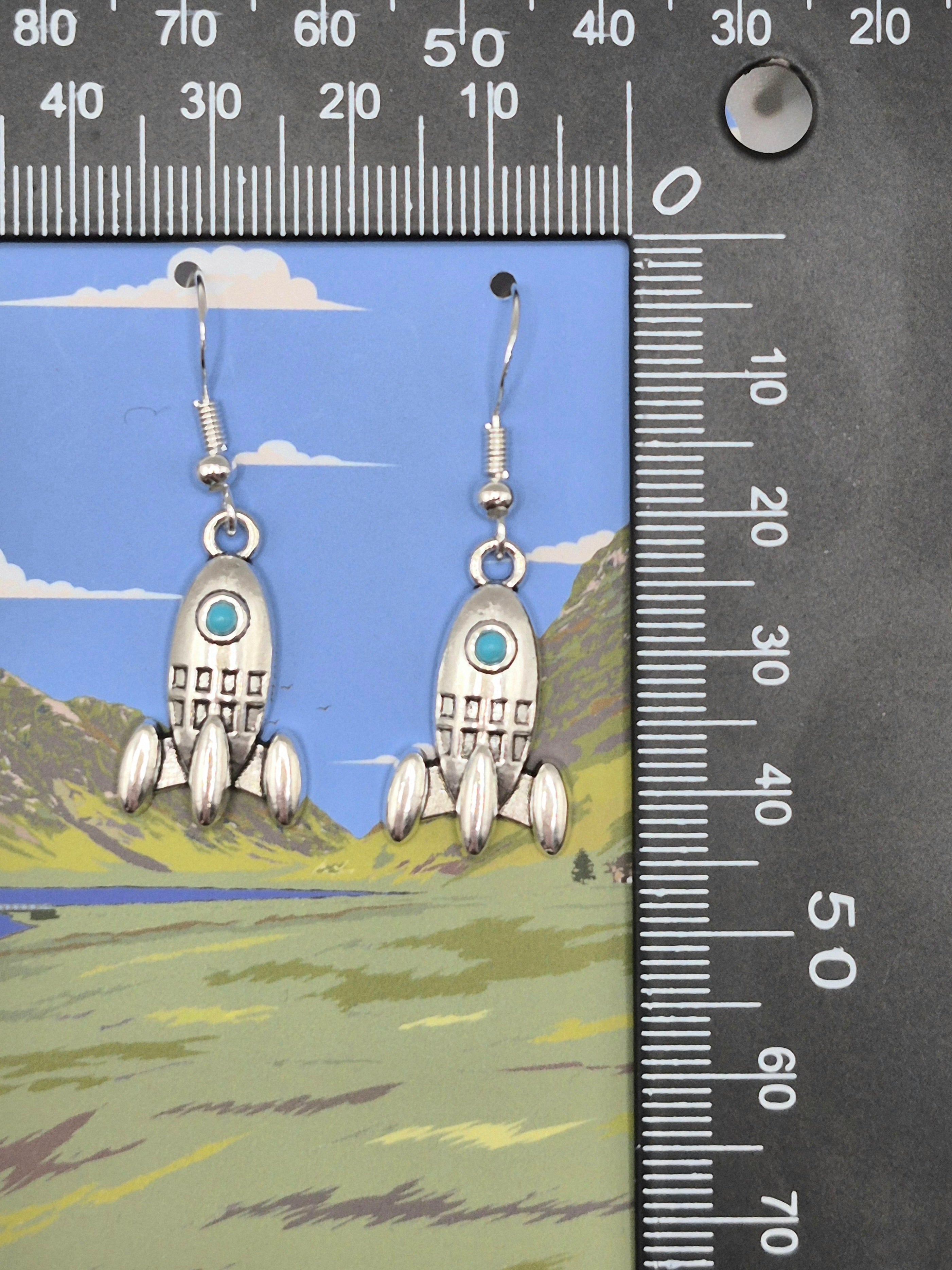 Spaceship Rocket Earrings