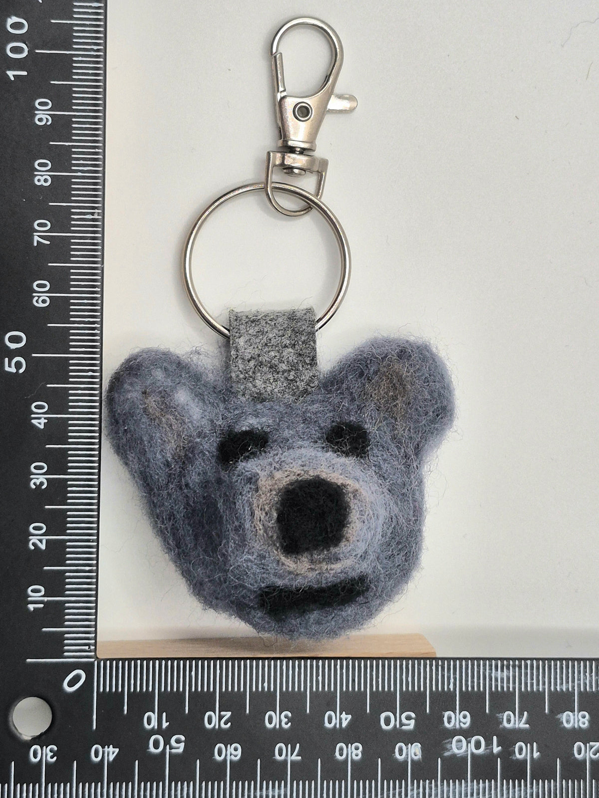 Moody Bear Needle-Felted Bag Charm