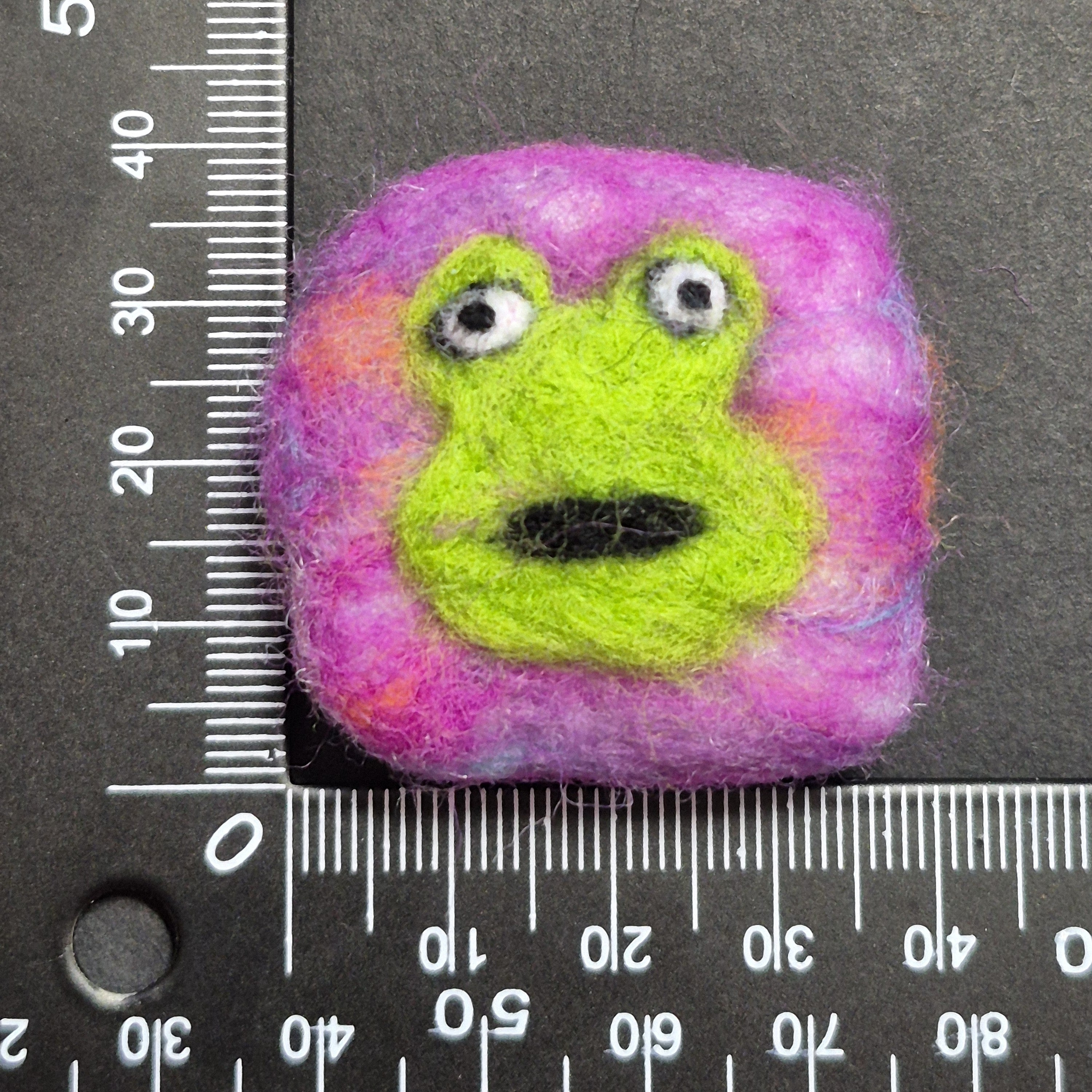 Grumpy Frog felted brooch