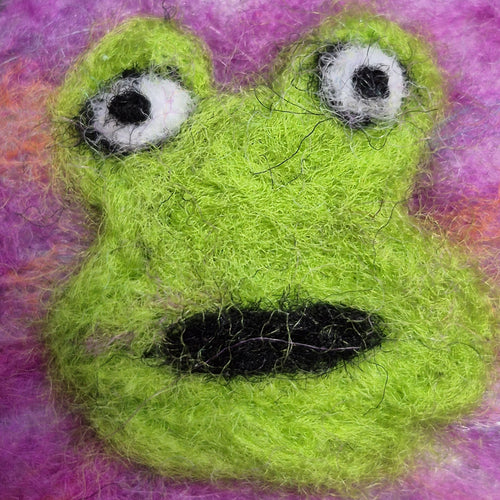 Grumpy Frog felted brooch